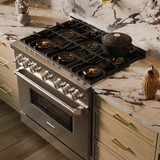 ZLINE 36-Inch 5.2 Cu. Ft. Classic Dual Fuel Range with 6 Burner DuoPro™ Cooktop and Electric Convection Oven in Satin Stainless (PCDRS-36)