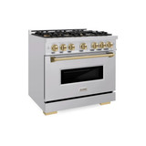 ZLINE Autograph 36-Inch Classic Gas Range with 6 Burner DuoPro™ Cooktop and Gas Oven in Stainless Steel with Bronze Accents (PCGRZ-36-CB)