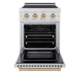 ZLINE Autograph Edition 24-Inch 3.2 Cu. Ft. Paramount Induction Range with 3 Element Cooktop and Electric Convection Oven in Stainless Steel with Champagne Bronze Accents (SINRZ-24-CB)