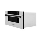 ZLINE 5-Piece Appliance Package - 36-Inch Paramount Dual Fuel Range, Wall Mount Range Hood, 36-Inch French Door Refrigerator with Water Dispenser, Dishwasher, and 30-Inch Microwave Drawer in Stainless Steel with Matte Black Accents