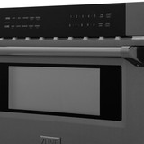 ZLINE 5-Piece Appliance Package - 30-Inch Paramount Gas Range, Wall Mount Range Hood, 36-Inch French Door Refrigerator with Water Dispenser, Dishwasher, and 30-Inch Microwave Drawer in Black Stainless Steel
