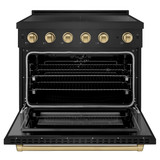 ZLINE Autograph Edition 36-Inch 5.2 Cu.Ft. Paramount Induction Range with 5 Element Cooktop and Electric Convection Oven in Black Stainless Steel with Champagne Bronze Accents (SINRBZ-36-CB)