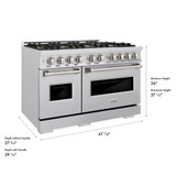 ZLINE 48-Inch 6.7 Cu. Ft. Classic Dual Fuel Range with 8 Burner DuoPro™ Cooktop and Dual Ovens in Stainless Steel (PCDR48)