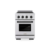 ZLINE Autograph Edition 24-Inch 3.2 Cu. Ft. Paramount Induction Range with 3 Element Cooktop and Electric Convection Oven in Satin Stainless Steel with Matte Black Accents (SINRSZ-24-MB)