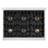 ZLINE 36-Inch 5.2 Cu. Ft. Classic Gas Range with 6 Burner DuoPro™ Cooktop and Convection Gas Oven in Satin Stainless Steel (PCGRS-36)