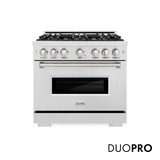 ZLINE 36-Inch 5.2 Cu. Ft. Classic Gas Range with 6 Burner DuoPro™ Cooktop and Convection Gas Oven in Satin Stainless Steel (PCGRS-36)