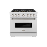 ZLINE 36-Inch 5.2 Cu. Ft. Classic Gas Range with 6 Burner DuoPro™ Cooktop and Convection Gas Oven in Satin Stainless Steel (PCGRS-36)