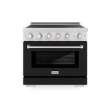 ZLINE 36-Inch 5.2 cu. ft. Paramount Induction Range with 5 Element Cooktop and Electric Convection Oven in Satin Stainless Steel with Black Matte Door (SINRS-BLM-36)
