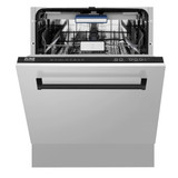 ZLINE 4-Piece Appliance Package - 48-Inch Paramount Autograph Dual Fuel Range, Wall Mount Range Hood, 36-Inch French Door Refrigerator with Water Dispenser, Dishwasher, in Stainless Steel with Matte Black Accents