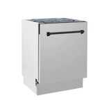 ZLINE 5-Piece Appliance Package - 48-Inch Paramount Autograph Dual Fuel Range, Wall Mount Range Hood, 36-Inch French Door Refrigerator with Water Dispenser, Dishwasher, and 24-Inch Microwave Drawer in Stainless Steel with Matte Black Accents