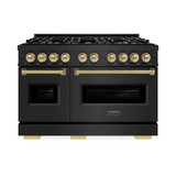 ZLINE Autograph 48-Inch 6.7 Cu. Ft. Classic Dual Fuel Range with 8 Burner DuoPro™ Cooktop and Dual Ovens in Black and Champagne (PCDRBZ-48-CB)