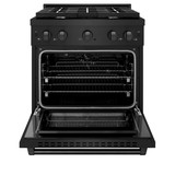 ZLINE 3-Piece Appliance Package - 30-Inch Paramount Dual Fuel Range, 36-Inch French Door Refrigerator with Water Dispenser, Dishwasher, in Black Stainless Steel
