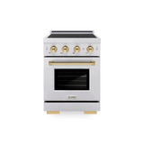 ZLINE Autograph Edition 24-Inch 3.2 Cu. Ft. Paramount Induction Range with 3 Element Cooktop and Electric Convection Oven in Stainless Steel with Polished Gold Accents (SINRZ-24-G)