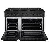 ZLINE 5-Piece Appliance Package - 48-Inch Paramount Gas Range, Wall Mount Range Hood, 36-Inch French Door Refrigerator with Water Dispenser, Dishwasher, and 30-Inch Microwave Drawer in Black Stainless Steel