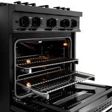 ZLINE 30-Inch 4.2 Cu. Ft. Classic Gas Range with 4 Burner DuoPro™ Cooktop and Convection Gas Oven in Black Stainless Steel (PCGRB-30)