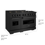 ZLINE 48-Inch 6.7 Cu. Ft. Classic Dual Fuel Range with 8 Burner DuoPro™ Cooktop and Dual Ovens in Black Stainless Steel (PCDRB-48)