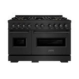 ZLINE 48-Inch 6.7 Cu. Ft. Classic Dual Fuel Range with 8 Burner DuoPro™ Cooktop and Dual Ovens in Black Stainless Steel (PCDRB-48)