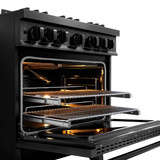 ZLINE 36-Inch 5.2 Cu. Ft. Classic Gas Range with 6 Burner DuoPro™ Cooktop and Convection Gas Oven in Black Stainless Steel (PCGRB-36)