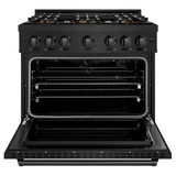 ZLINE 36-Inch 5.2 Cu. Ft. Classic Gas Range with 6 Burner DuoPro™ Cooktop and Convection Gas Oven in Black Stainless Steel (PCGRB-36)