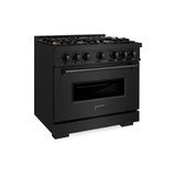 ZLINE 36-Inch 5.2 Cu. Ft. Classic Gas Range with 6 Burner DuoPro™ Cooktop and Convection Gas Oven in Black Stainless Steel (PCGRB-36)