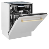 ZLINE 3-Piece Appliance Package - 30-Inch Paramount Autograph Gas Range, 36-Inch French Door Refrigerator, Dishwasher, in Stainless Steel with Gold Accents