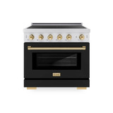 ZLINE Autograph Edition 36-Inch 5.2 Cu. Ft. Paramount Induction Range with 5 Element Cooktop and Electric Convection Oven in Stainless Steel with Black Matte Door and Polished Gold Accents (SINRZ-BLM-36-G)
