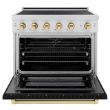 ZLINE Autograph Edition 36-Inch 5.2 Cu. Ft. Paramount Induction Range with 5 Element Cooktop and Electric Convection Oven in Stainless Steel with Black Matte Door and Polished Gold Accents (SINRZ-BLM-36-G)