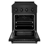 ZLINE 24-Inch 3.2 Cu. Ft. Paramount Induction Range with 3 Element Cooktop and Electric Convection Oven in Black Stainless Steel (SINRB-24)