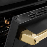 ZLINE Autograph Edition 24-Inch 3.2 Cu. Ft. Paramount Induction Range with 3 Element Cooktop and Electric Convection Oven in Black Stainless Steel with Polished Gold Accents (SINRBZ-24-G)