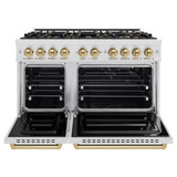 ZLINE Autograph Edition 48-Inch Classic Gas Range with DuoPro™ Cooktop and Dual Ovens in Satin Steel and Bronze Accents (PCGRSZ-48-CB)