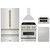 ZLINE 5-Piece Appliance Package - 30-Inch Legacy Autograph Dual Fuel Range, Wall Mount Range Hood, 36-Inch French Door Refrigerator, Dishwasher, and 30-Inch Microwave Drawer in Stainless Steel with Gold Accents