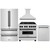 ZLINE 4-Piece Appliance Package - 36-Inch Legacy Autograph Dual Fuel Range, Wall Mount Range Hood, 36-Inch French Door Refrigerator, Dishwasher, in Stainless Steel with Matte Black Accents