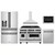 ZLINE 5-Piece Appliance Package - 48-Inch Legacy Autograph Dual Fuel Range, Wall Mount Range Hood, 36-Inch French Door Refrigerator with Water Dispenser, Dishwasher, and 24-Inch Microwave Drawer in Stainless Steel with Matte Black Accents