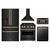 ZLINE 5-Piece Appliance Package - 30-Inch Autograph Edition Gas Range, Wall Mount Range Hood, 36-Inch French Door Refrigerator with Water Dispenser, Dishwasher, and 30-Inch Microwave Drawer in Black Stainless Steel with Gold Accents