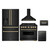 ZLINE 5-Piece Appliance Package - 36-Inch Dual Fuel Range, Hood, Refrigerator with Water Dispenser, Dishwasher, and Microwave Drawer in Black Stainless Steel with Champagne Bronze Accents