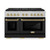 ZLINE Autograph Edition 48-Inch 6.7 cu. ft. Paramount Dual Fuel Range with 8 Burner DuoPro™ Cooktop and Dual Ovens in Satin Stainless Steel with Black Matte Doors and Champagne Bronze Accents (PSDRSZ-BLM48-CB)