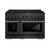 ZLINE Designer 48-Inch 6.7 Cu. Ft. Dual Fuel Range with 8 Burner Gas Cooktop in Black Satin with Black and Champagne Bronze Helix Handle (SDRBSZ-48-MBCB) ZLINE Designer 48-Inch 6.7 Cu. Ft. Dual Fuel Range with 8 Burner Gas Cooktop in Black Satin with Black and Champagne Bronze Helix Handle (SDRBSZ-48-MBCB)