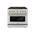 ZLINE Autograph 36-Inch Paramount DuoPro Gas Range in Stainless Steel with Gold Helix Handle (PSGRZ-36-KG)