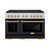 ZLINE Autograph Edition 48-Inch 6.7 cu. ft. Paramount Gas Range with 8 Burner DuoPro™ Cooktop and Dual Ovens with Black Matte Doors and Polished Gold Accents (PSGRZ-BLM-48-G)