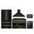 ZLINE 5-Piece Appliance Package - 48-Inch Gas Range, Hood, Refrigerator, Dishwasher, and Microwave Drawer in Black Stainless Steel with Champagne Bronze Accents ZLINE 5-Piece Appliance Package - 48-Inch Gas Range, Hood, Refrigerator, Dishwasher, and Microwave Drawer in Black Stainless Steel with Champagne Bronze Accents