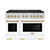 ZLINE Autograph Edition 48-Inch 6.7 cu. ft. Paramount Dual Fuel Range with 8 Burner DuoPro™ Cooktop and Dual Ovens with White Matte Doors and Champagne Bronze Accents (PSDRZ-WM-48-CB)