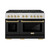 ZLINE Autograph Edition 48-Inch 6.7 cu. ft. Paramount Gas Range with 8 Burner DuoPro™ Cooktop and Dual Ovens with Black Matte Doors and Champagne Bronze Accents (PSGRZ-BLM-48-CB)
