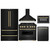 ZLINE 5-Piece Appliance Package - 36-Inch Gas Range, Hood, Refrigerator, Dishwasher, and Microwave Drawer in Black Stainless Steel with Gold Accents ZLINE 5-Piece Appliance Package - 36-Inch Gas Range, Hood, Refrigerator, Dishwasher, and Microwave Drawer in Black Stainless Steel with Gold Accents