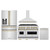 ZLINE 4-Piece Appliance Package - 48-Inch Dual Fuel Range, Hood, Refrigerator with Water Dispenser, and Dishwasher in Stainless Steel with Champagne Bronze Accents
