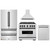 ZLINE 4-Piece Appliance Package - 36-Inch Gas Range, Hood, Refrigerator, and Dishwasher in Stainless Steel with Matte Black Accents