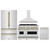 ZLINE 4-Piece Appliance Package - 48-Inch Gas Range, Hood, Refrigerator, and Dishwasher in Stainless Steel with Champagne Bronze Accents