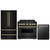 ZLINE 3-Piece Appliance Package - 36-Inch Gas Range, Refrigerator, and Dishwasher in Black Stainless Steel with Gold Accents
