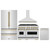 ZLINE 4-Piece Appliance Package - 48-Inch Dual Fuel Range, Hood, Refrigerator, and Dishwasher in Stainless Steel with Champagne Bronze Accents