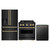 ZLINE 3-Piece Appliance Package - 30-Inch Dual Fuel Range, Refrigerator with Water Dispenser, and Dishwasher in Black Stainless Steel with Champagne Bronze Accents