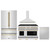 ZLINE 4-Piece Appliance Package - 48-Inch Paramount Autograph Dual Fuel Range, Wall Mount Range Hood, 36-Inch French Door Refrigerator, Dishwasher, in Stainless Steel with Gold Accents